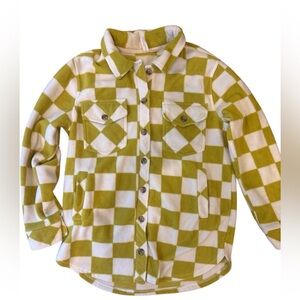 Young Hearts Run Free Checkered Green/white Jacket/Shacket~small